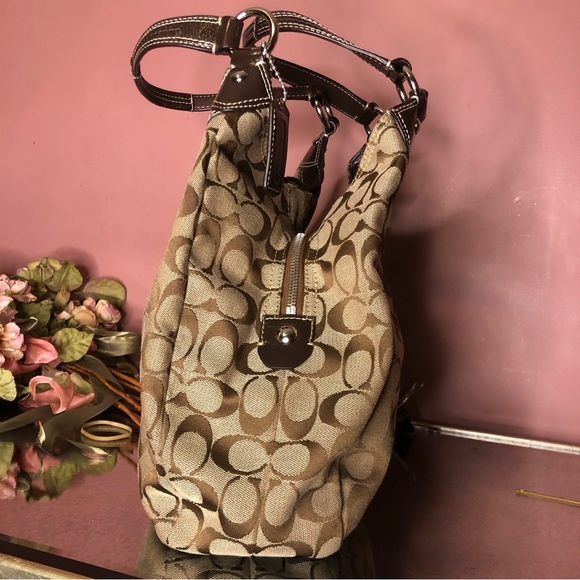 Coach F17403 Signature khaki brown shoulder bag - Picture 4 of 11